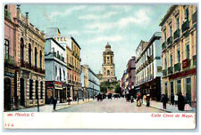 c1905 Cinco De Mayo Street Business Section Mexico City Mexico Antique Postcard picture