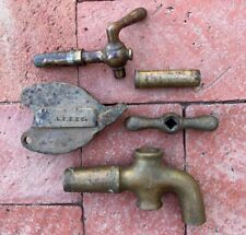 Antique Brass Relics: Central Pacific RR lock face, Stopcocks, Tire Gauge, ... picture