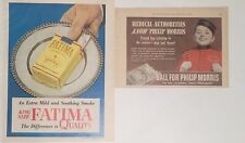 Philip Morris Fatima Quality Cigarettes Print Ads Vintage 1943 1953 picture