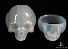 Translucent Agate Carved Crystal Skull Ring, Size 10 picture