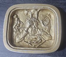 Vintage Eugen Kask Hangover Headache Brass Pewter Tray Sweden Cat Gnome picture