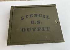 VINTAGE WW2 ( EMPTY ) Stencil U.S. Outfit WOODEN BOX rare 1940s WWII picture