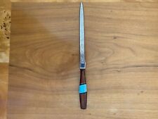 Letter Opener , Inlaid Turquoise And Onyx, Vintage, Wood And Metal picture