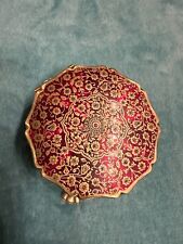 VINTAGE STRATTON FLOWER TRINKET JEWELRY BOX GOLD MULTI-COLOR 3 FEET ENGLAND RARE picture