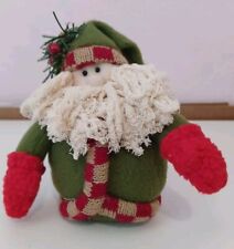 Primitive Plush Santa Claus Figures With Rag Beard And Gloves picture