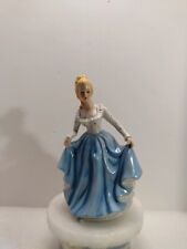 Vtg Victorian Woman Figurine Maiden Polka Dots Blue Dancing Curtsey 8” picture
