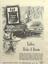 American Maple Corp Colonial Reproduction Tables Vintage Print Ad 1946 picture