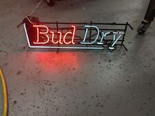 Neon Sign Bud Dry Beer  Light Red White Lights Works Nice picture