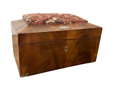 rare 1830s flame mahogany empire classical sewing box with compartments picture