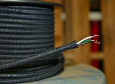 Black Cotton Cloth Covered 3-Wire Round Cord, Vintage Lamp 18ga power cable, USA picture
