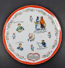 Amish Style Plate Pennsylvania Dutch Sayings Red & Blue 10.5