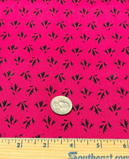 Quilt Craft Fabric Cotton Dark Pink Black Leaf Leaves Pattern Material 54 x 53 picture