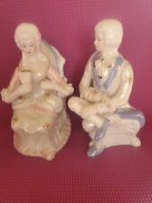 Victorian blue and white porcelain couple figurines picture