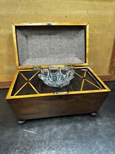 1800s Antique  Rosewood Tombstone Tea Caddy Document Box Regency Inlaid picture