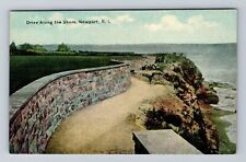 Newport RI-Rhode Island, Scenic Drive along Shore Line, Antique Vintage Postcard picture