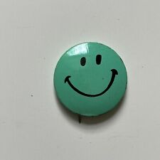 Vintage Button Pin Classic Smiley Face Aqua Teal picture