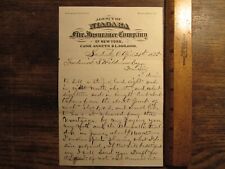Antique Ephemera 1875 Letterhead Letter Niagara Fire Insurance Sandusky OH picture