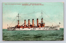 1908 US Protected Cruiser Ship Charlston 14 Guns Edward H Mitchell Postcard picture