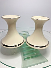 Lenox Eternal Dimension Ivory Candlestick Candle Holder 24K Gold Trim Accents picture