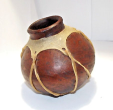 Native American Tarahumara Indigenous Indian Tribe Olla Pottery Vase/Pot w Sinew picture