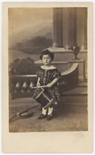 CDV circa 1865. Child with drum and rifle. Toys. Toys. picture