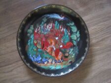 Palekh 1988 USSR Russian Hand Painted Lacquer Plate Ruslan and Lyudmila picture