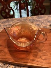 Vintage Dugan Windflower Marigold Carnival Glass Iridescent Handled Candy Bowl picture