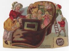 1900s  Old Woman in The Shoe Die Cut PAPER DOLL Lion COFFEE K32 Stand Up Card picture
