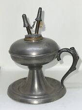 Early 1800's Antique Pewter Whale Oil Finger Lamp picture