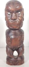 Vintage Maori  Hand Carved Wooden Tiki with Paua Shell Eyes picture