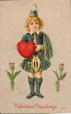 Cute IRISH GIRL In KILTS On Colorful Vintage 1912 VALENTINE Postcard picture