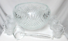 Vintage L.E. Smith Pineapple Glass Punch Bowl with Ladle and 12 cups mugs 1960's picture
