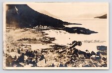 1920s~Wrangell Alaska AK~Aerial View~Downtown & Harbor~Vintage RPPC Postcard picture
