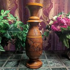 Indonesian Hand Carved Vintage Two Piece Wooden Vase OOAK Travel Gift  picture