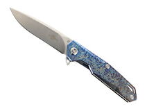 Two Sun Folding Knife Multicolor Titanium Handle D2 Plain Edge TS21-Color picture