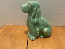 Vintage Cameron Clay Pottery Cocker Spaniel Planter Mint Green Crazing picture
