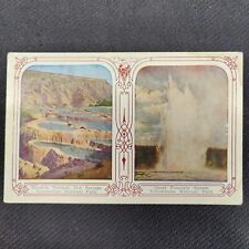 RARE Atq c. 1920s World Postcard YELLOWSTONE MINERVA TERRACE + GREAT FOUNTAIN picture