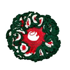 VTG Handmade Crochet Small Ruffled Christmas Tree Skirt Red Green White 27