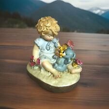 Original Lisi Martin Girl W/Bear Flower Garden Hand Painted DOLFI Made In Italy picture