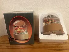 Enesco Up On The Housetop Santa Reindeer Musical Snow Globe Boxed 1983 picture
