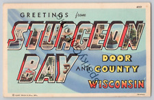 GREETINGS FROM Sturgeon Bay and Door County Wisconsin Posted 1947 picture