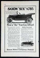 Saxon Six tourer 1915 vintage AD “Now a Six You Can Afford” & Two seat Runabout picture