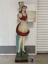 🔥 Antique Old Danish American Folk Art SOLVANG Woman Painted Restaurant Sign picture