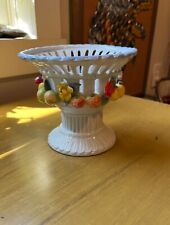 Vtg Capodimonte Style Porcelain Centerpiece Fruit and Floral in Vibrant Colors picture