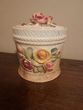 Vintage Hand Painted Floral Pottery Jar picture
