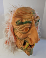 VTG Topstone Latex Halloween Mask Witch Old Man Woman Hair Boil Nose Green Teeth picture