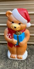 Vtg Empire Christmas Lighted Teddy Bear Holding Present Blow Mold 35