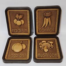 Vintage Syroco Vegetable Wall Plaques Mushroom Radish Eggplant Carrot Set Of 4  picture