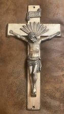 Vintage Crucifix Hanging Cross INRI Heavy Metal 15” Tall picture