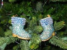 (2) Vintage FINISHED Walco Christmas Ornaments - Santa's Boot 1972 ROYAL BLUE picture